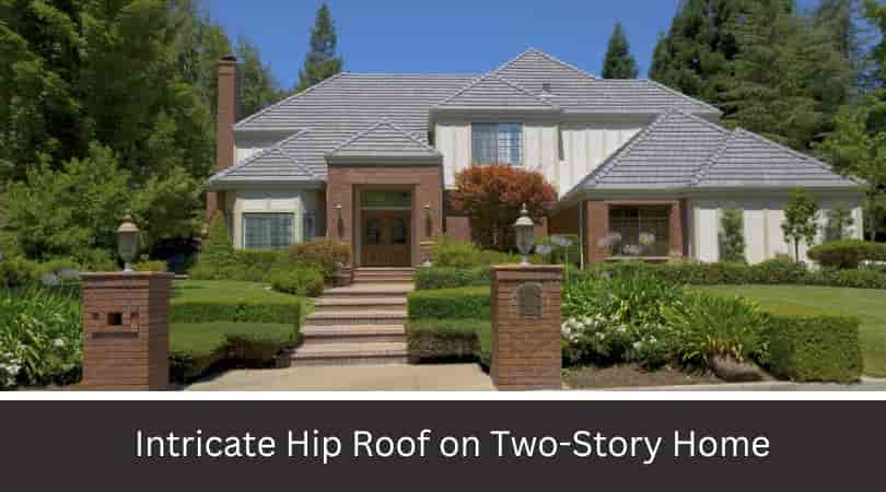 Intricate Hip Roof on Two-Story Home